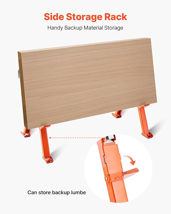 VEVOR Saw Horses, 2 Pack Folding Work Horses, 1800 lbs Load Capacity Sawhorse with Heavy Duty Legs, Adjustable Height Saw Horse with Non-Slip Foot Pads, for Woodworking, Carpenters & Contractors