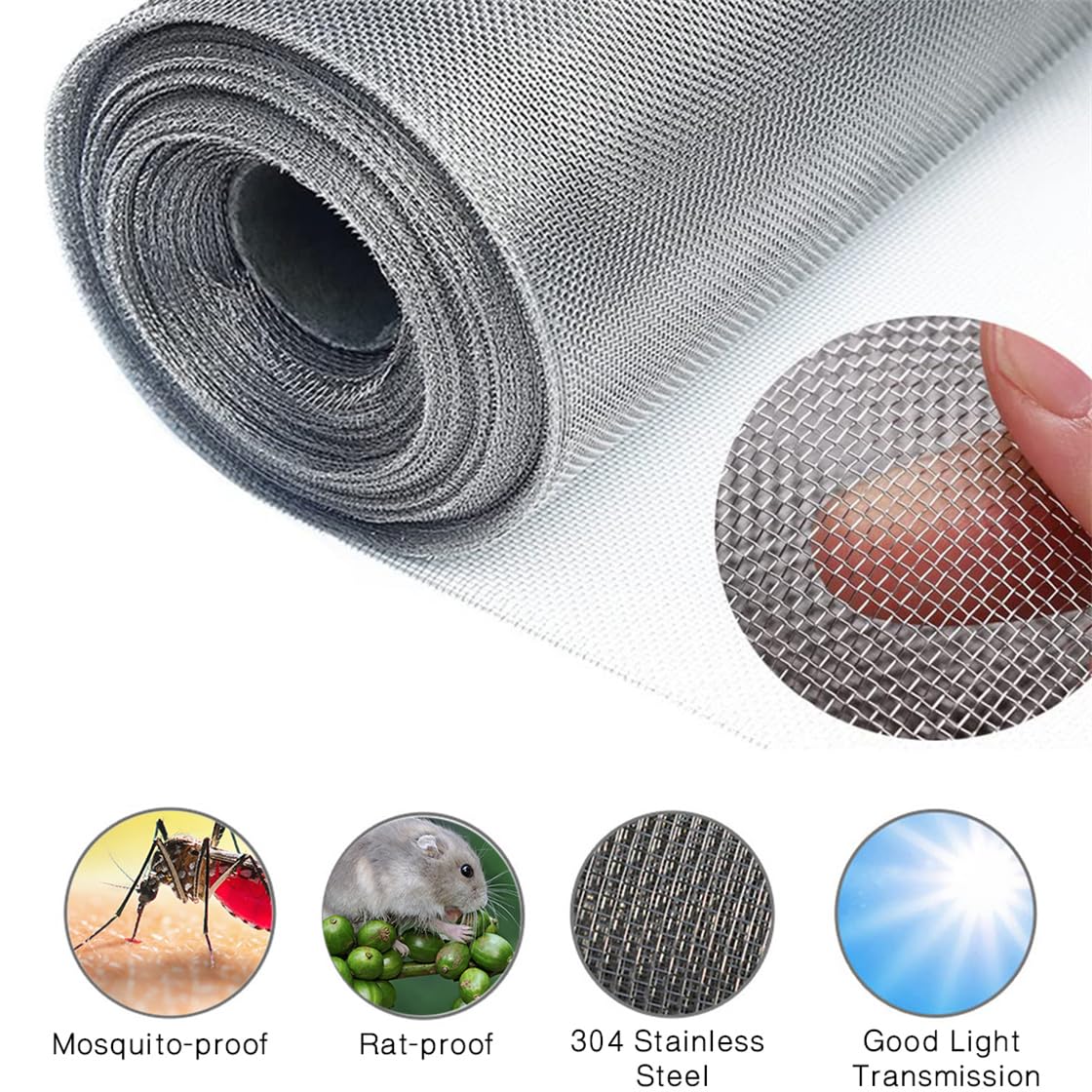 Rete Metallica Acciaio Inox 304 30 Mesh | 30x120 Cm, Anti-topi E Insetti, Per Giardino E Casa