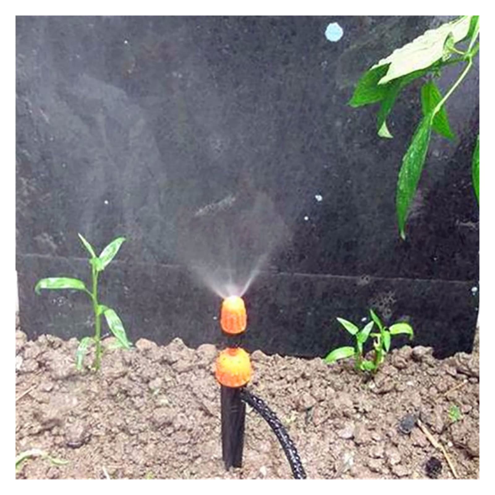 Sistema di irrigazione a pioggia for prato da giardino Micro irrigatore regolabile e gocciolatore 2 funzioni Strumenti agricoli Irrigazione a goccia Tubo da 4/7 mm 100 pezzi(Orange)
