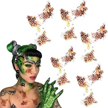 Helloween Snake Scales Tattoo Stickers Decoration Gold Python Scales Waterproof emporary Tattoos Stickers for Women Men Girl Adults Holiday Party Decoration Supplies