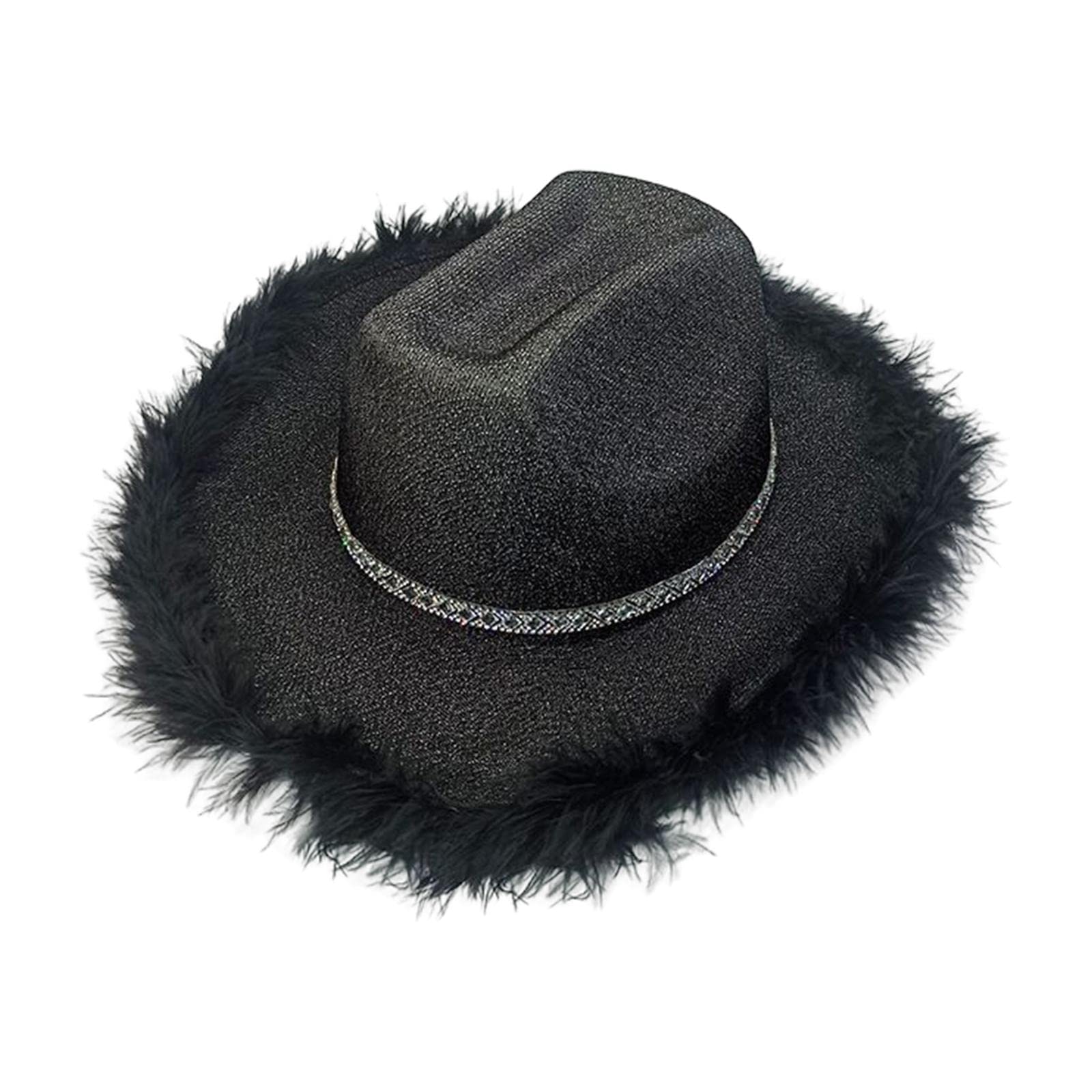 FASHIONMYDAYFashion My Day® Cowboy Hat Cowgirl Hat with Artificial Feather for Ladies Girls Dress up Black | Hats
