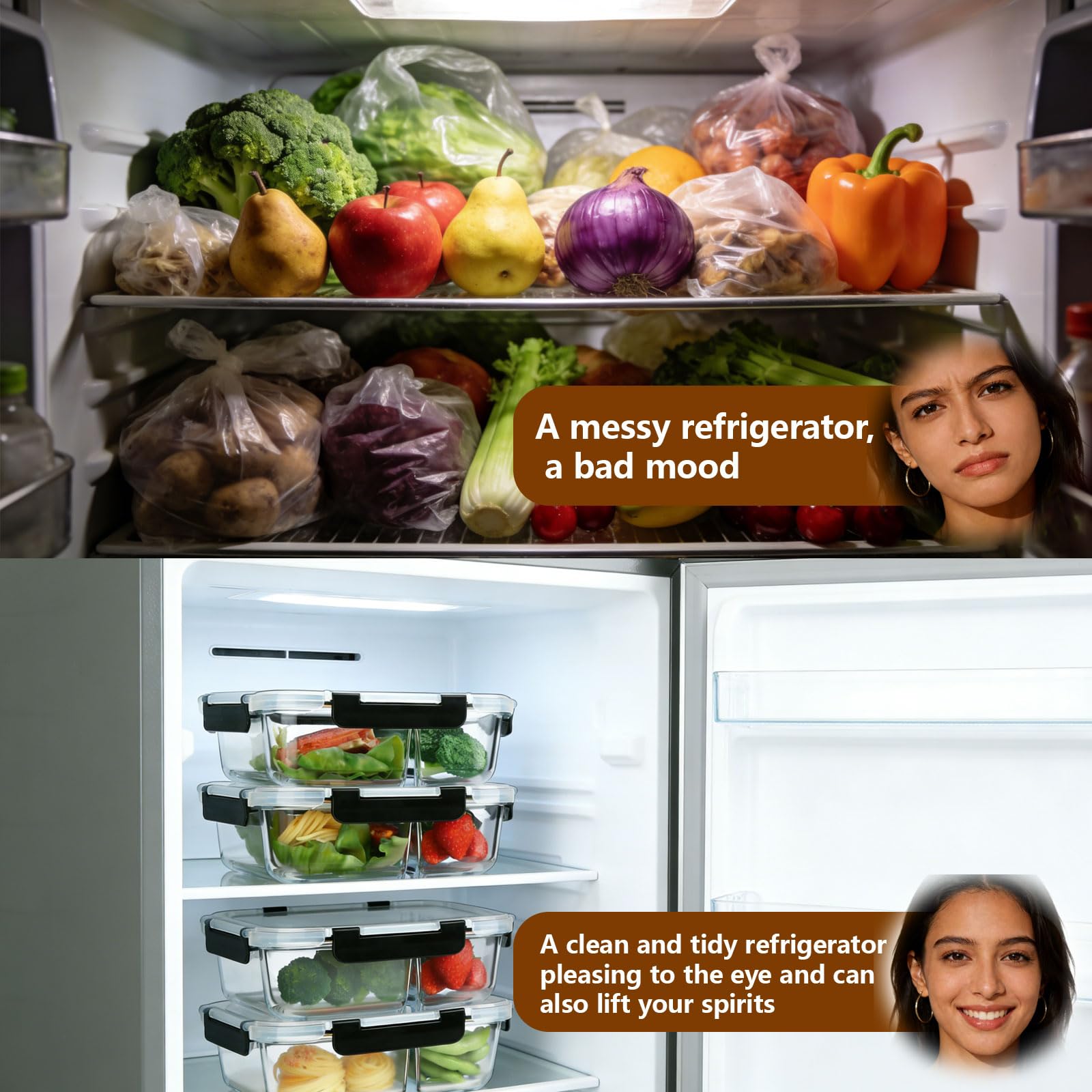 Generisch Lebensmittelsicherer Glasbehälter luftdicht und stapelbar, BPA-frei, ideal für Meal Prep und Gefrierlagerung