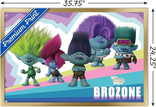 Miniatura 3 de Trends International Trolls Band Together - Póster de pared de brozone, 22.37 x 34.00 pulgadas, versión enmarcada en oro