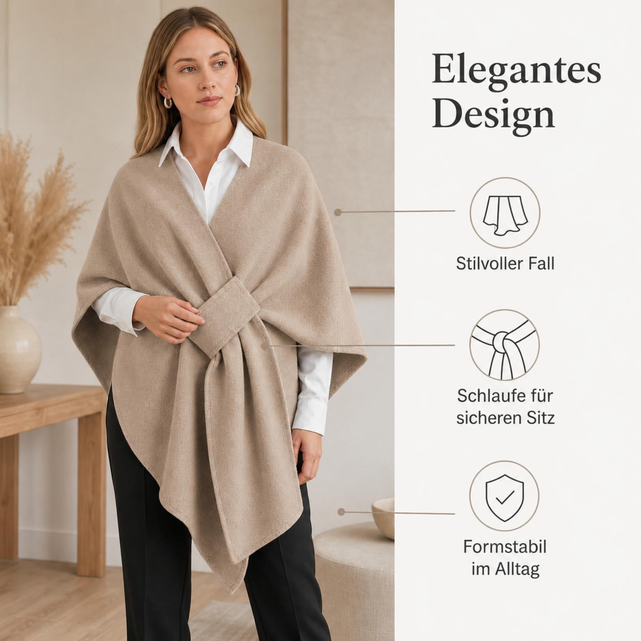 Alpenfaser Langer Poncho Schal mit Schlaufe für Herbst und Winter | Poncho Damen und Strick Ponchos & Capes für Damen mit weichem Tragegefühl, elegantem Fall und vielseitigem Styling.