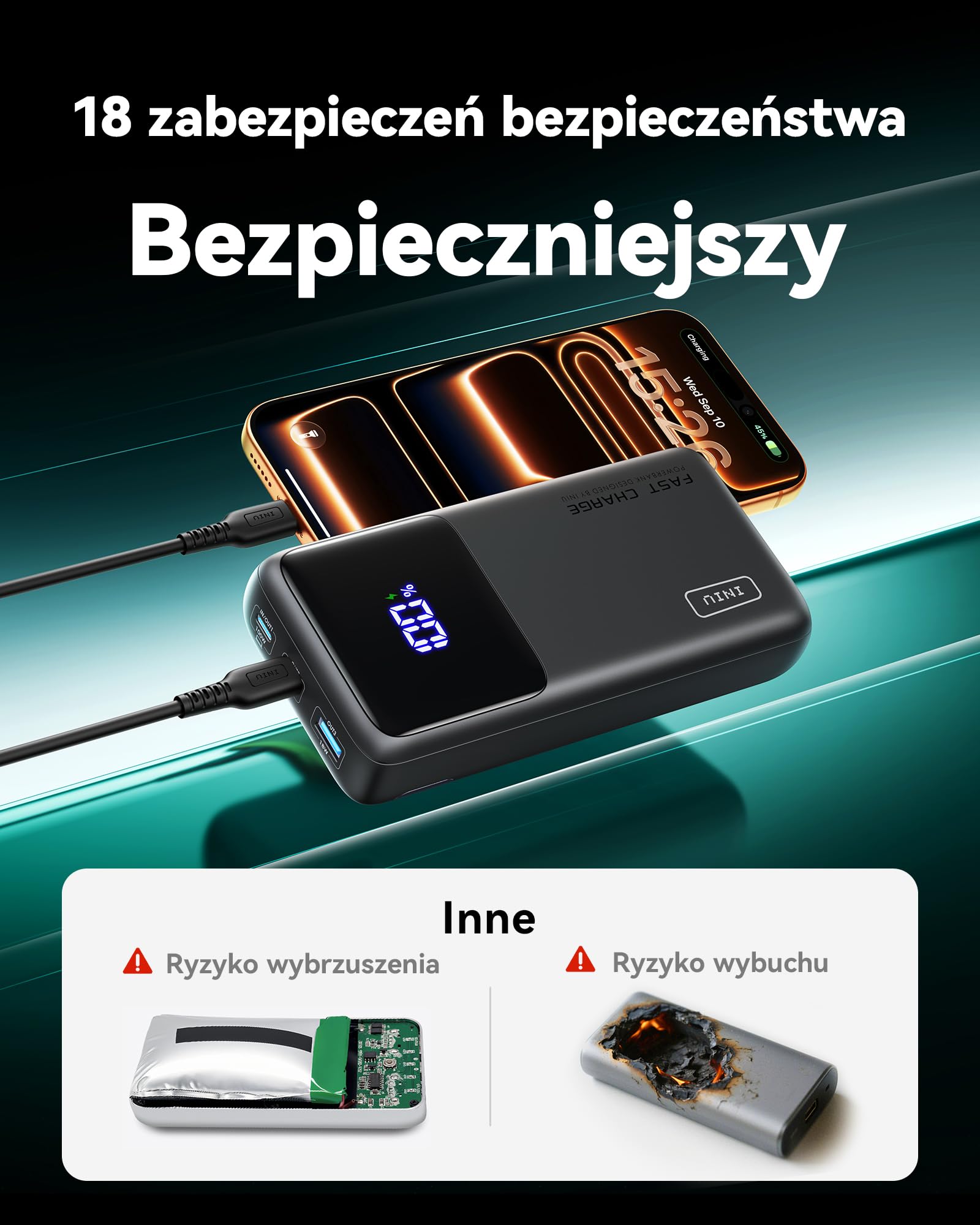 INIU Power Bank, 100W 25000mAh Powerbank Klein Aber Stark Telefon i laptop Zewnętrzne poręczne wejście i wyjście USB C, Kompatibel mit Macbook Pro iPad Air iphone 16 15 14 Pro Max Mini Steam Deck itp