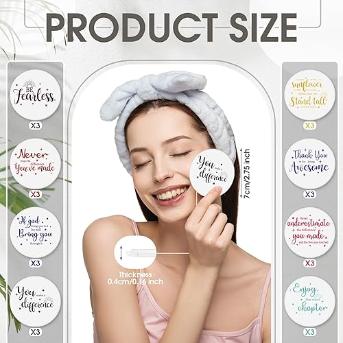 Miniatura 2 de Kigley 24 piezas de espejo compacto inspirador a granel, regalo de San Valentín, espejo de monedero de 2.8 pulgadas, regalo motivacional positivo de