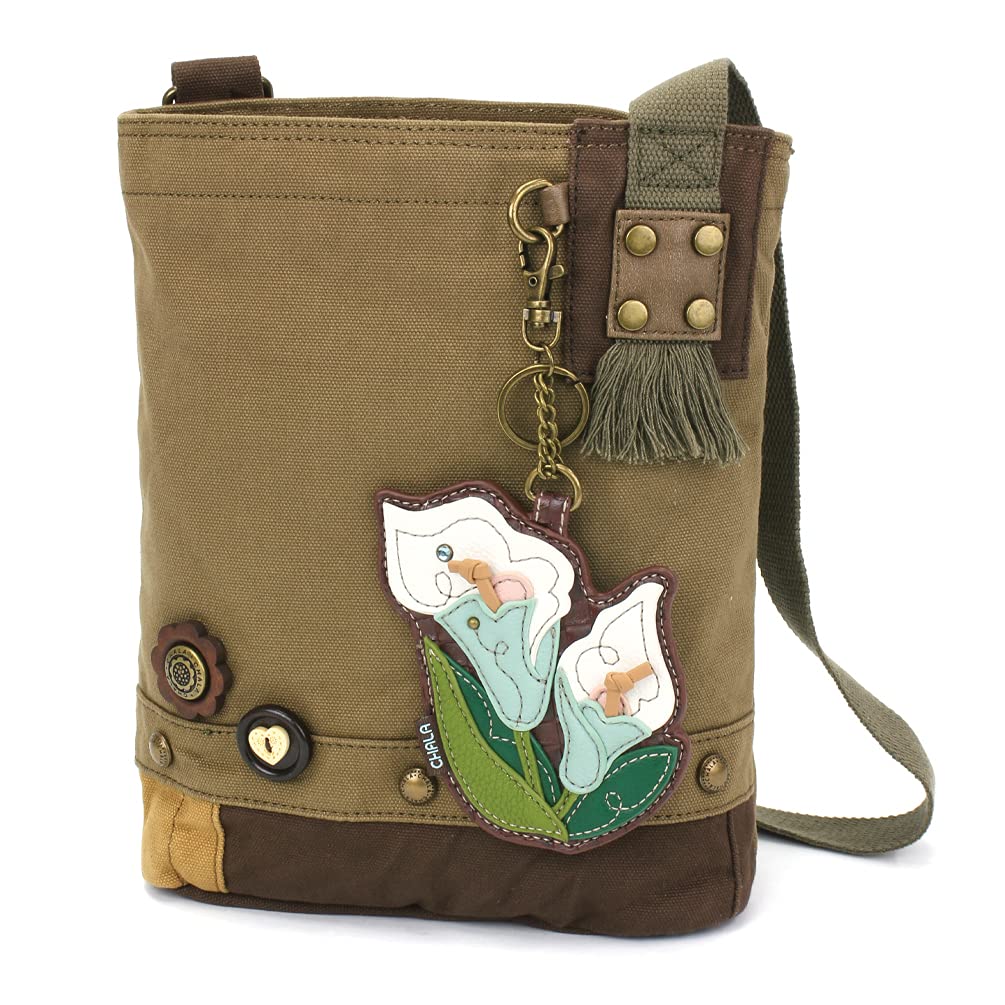 CHALA Patch Cross-Body Women Handbag, Canvas Messenger Bag Olive, Metal Charming Cross - Oliv, Medium — view 82