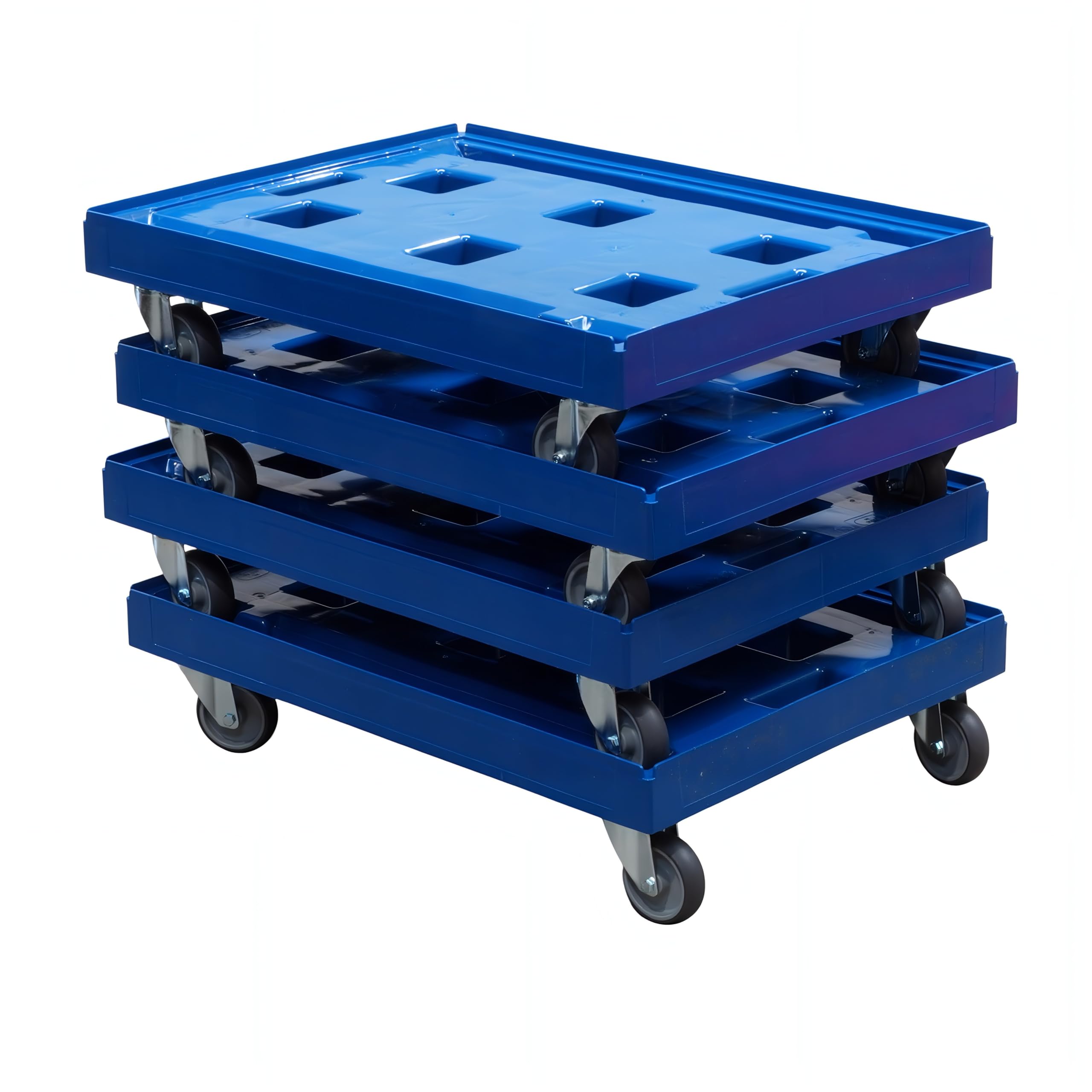 4 Stück Transportroller in Blau für Kisten 80 x 60 cm - 400 kg Traglast