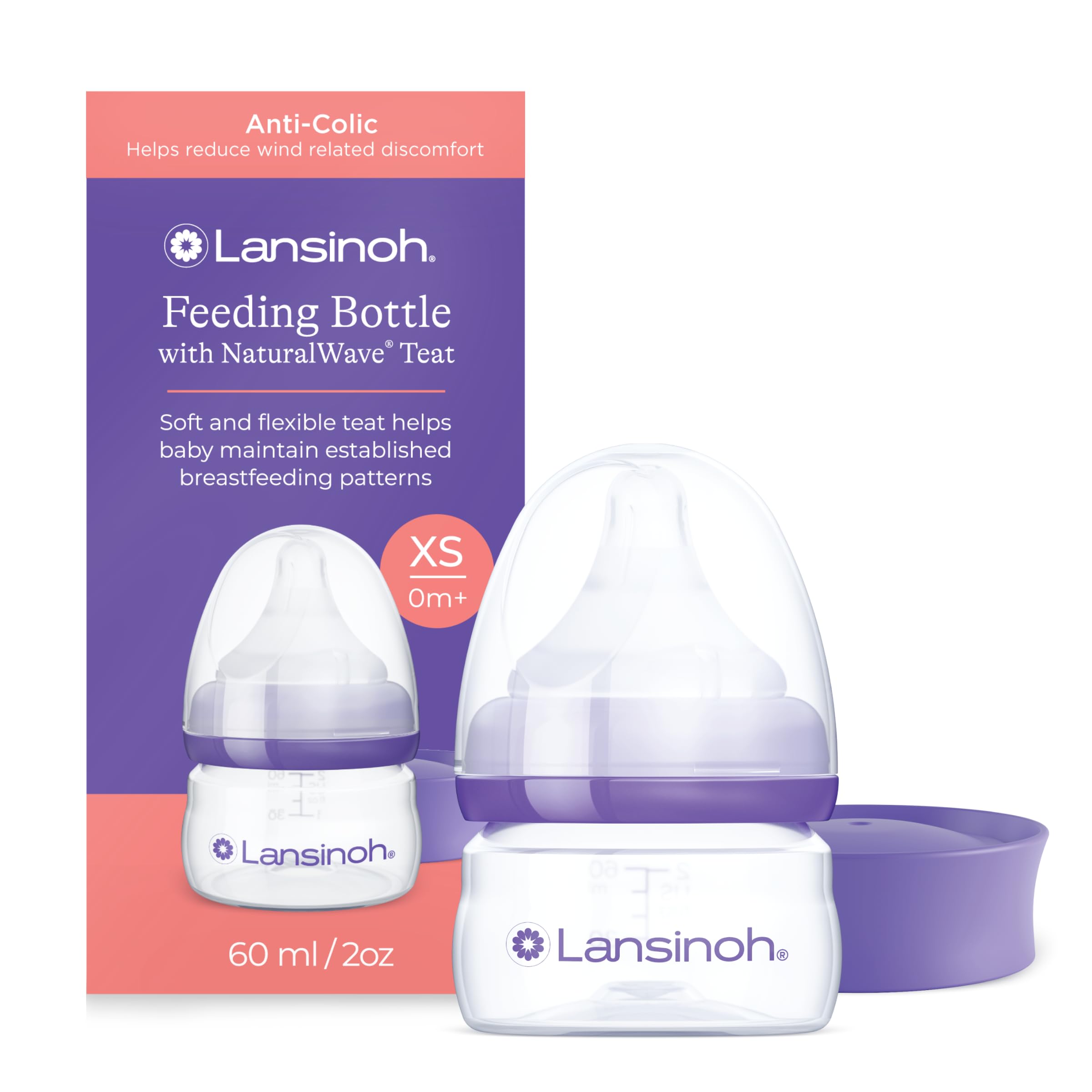 Lansinoh Anti Colic Baby Bottle 60 ml - Extra Slow Flow Teat