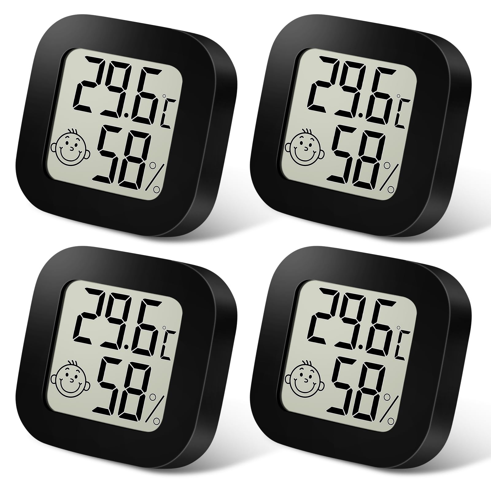 Ainiv Higrometro Digital Termometro, 1 Piezas Mini Termómetro Interior del Higrómetro, Pantalla LED con Logo de Confort para Termometro Ambiental para Hogar Oficina Dormitorio Jardín (Blanco) — view 9
