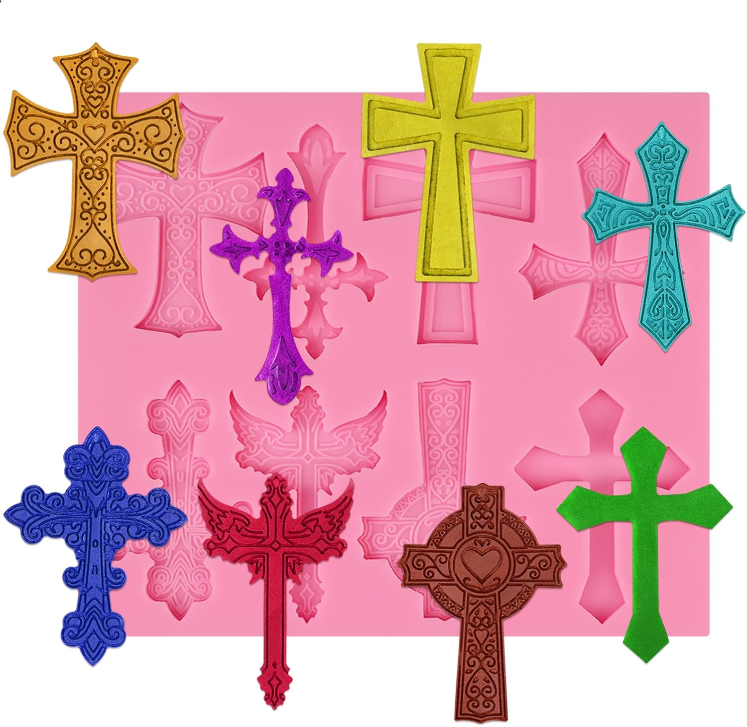 Cross Cake Fondant Mold, Cross Silicone Molds for Baptism