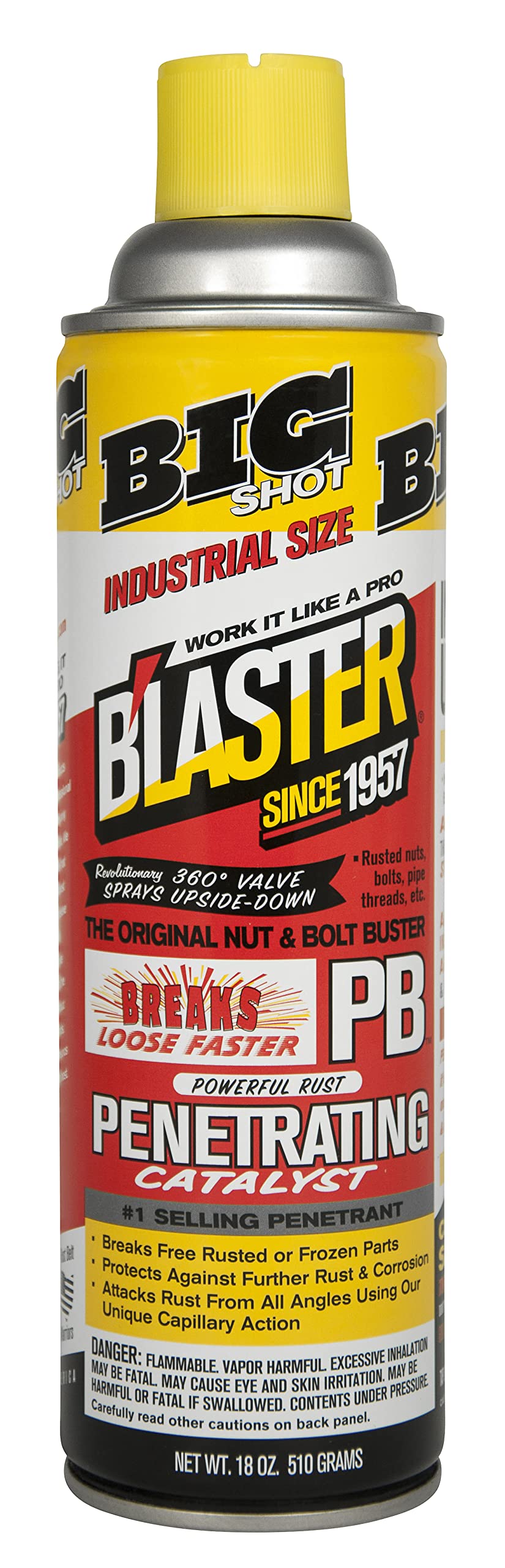 B'laster PB Penetrating Lubricant Big Can for Quick Action on Rusted or Seized Bolts and Machine Parts, 18 Ounces, Pack of 6