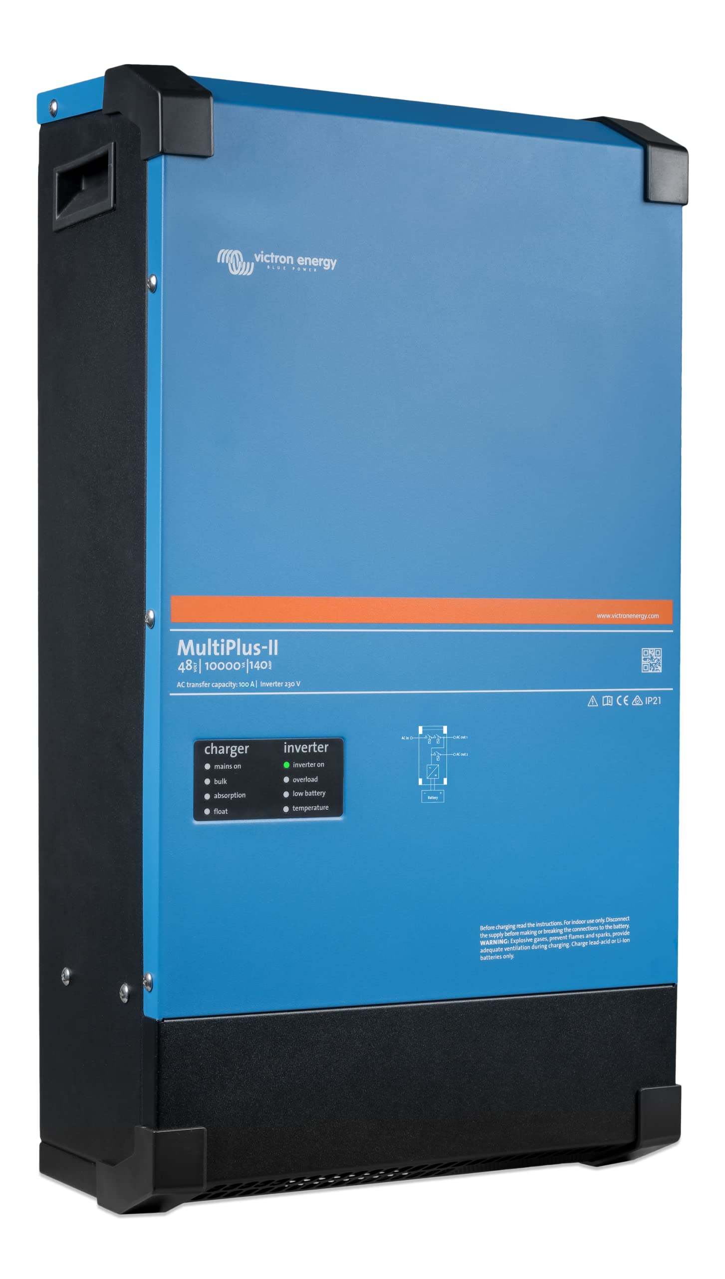 Victron Energy MultiPlus-II 230V, 10000VA 48-Volt Convertisseur à Sinusoïde Pure et Chargeur de Batterie 140 ampères