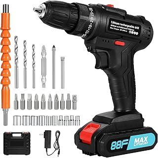Lostrain 21V Cordless Drill Set, Power Electric Driller Kit with Battery 24+1 Torque, 2 Variable Speed, 3/8-Inch Keyless Chuck, Built-in LED, 30pcs Drilling Driver Tool Kit