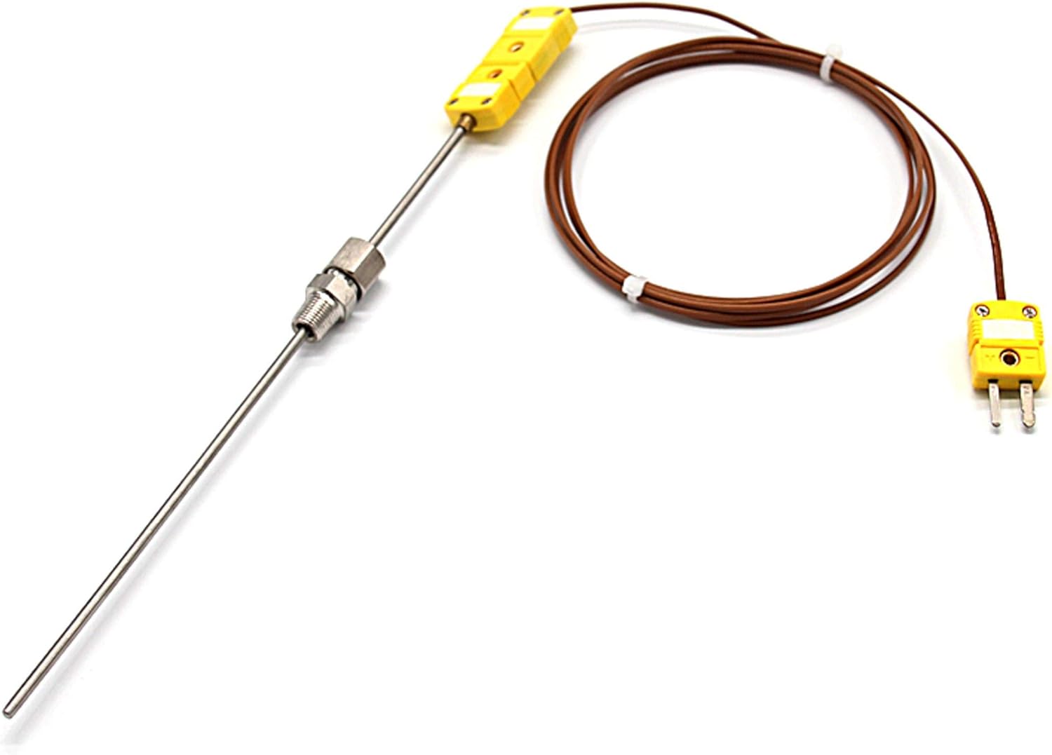 T-PRO K-Type Sheathed Thermocouple 0-1000℃,R1/8 screw thread, Thermocouple Plug with 2M/6.6Ft Compensating lead wire