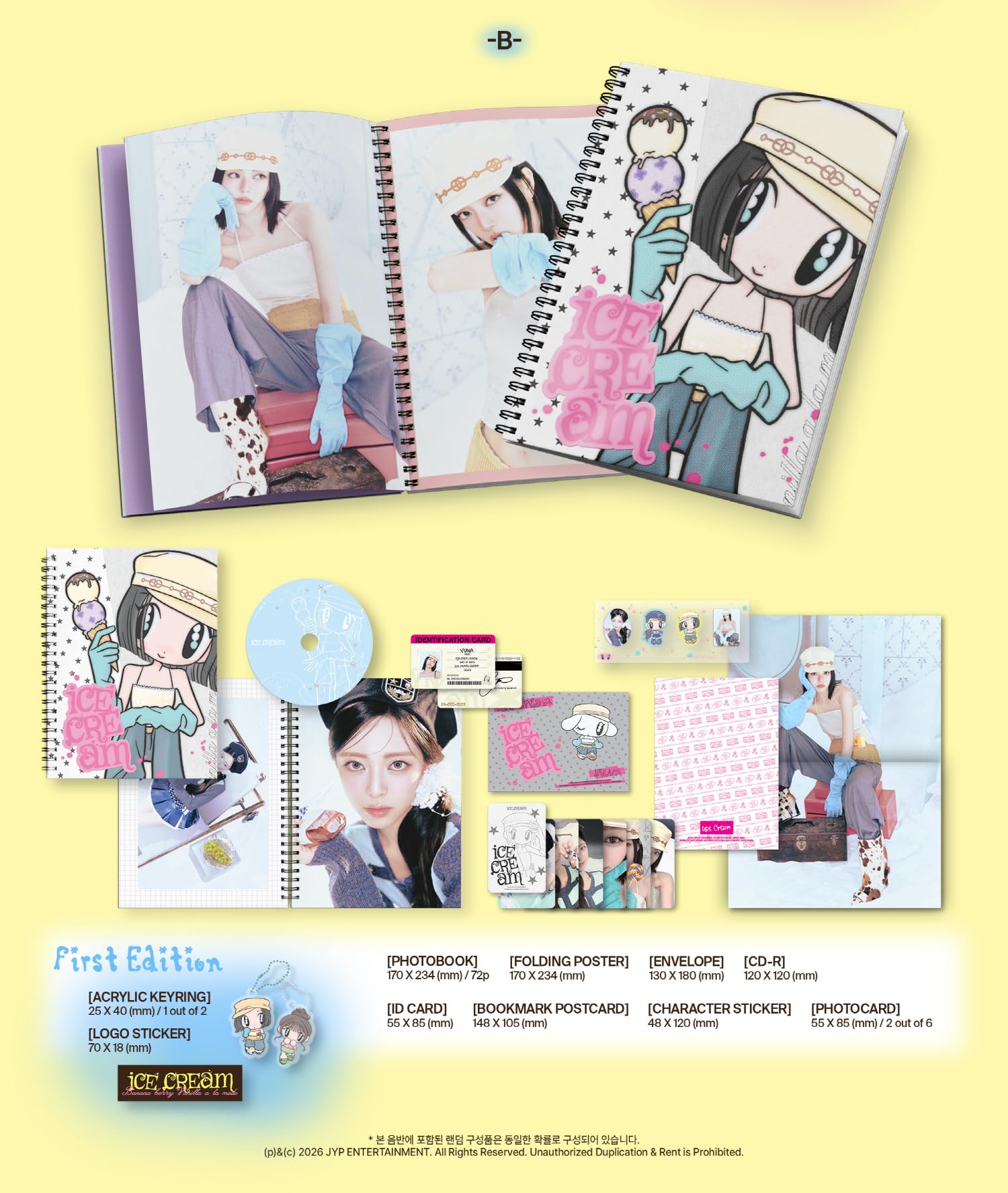 Photobook B Version) ITZY Yuna Ice Cream 1st Mini Album with