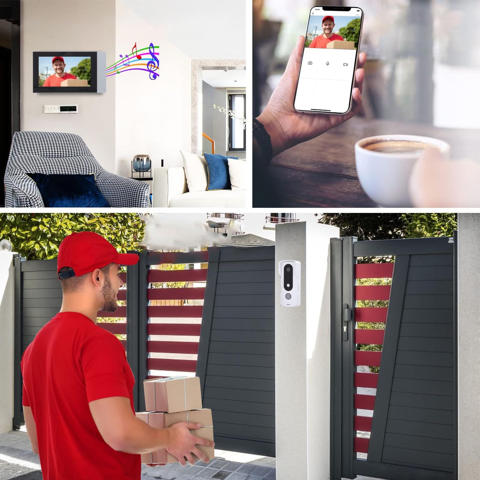 Pongnas Videocitofono Wireless, Touch Screen 2 MP 7 Pollici, Visione Notturna Bidirezionale, Protezione IP65, Adatto per Appartamenti e Ville, Compatibile con L'app (Spina europea)