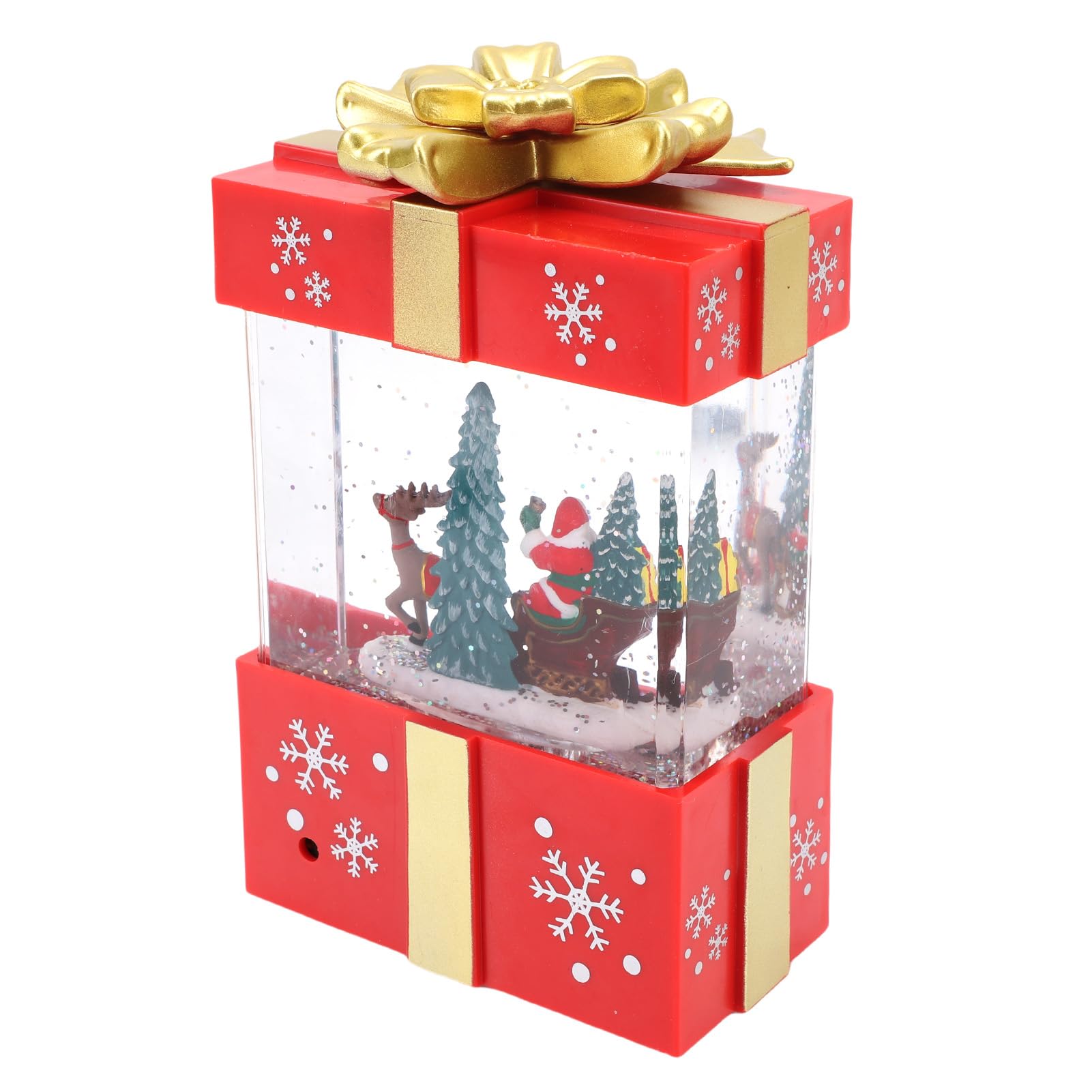 Caja de Música Navideña Brillante, Alimentada por USB, 12 Cm (Roja)