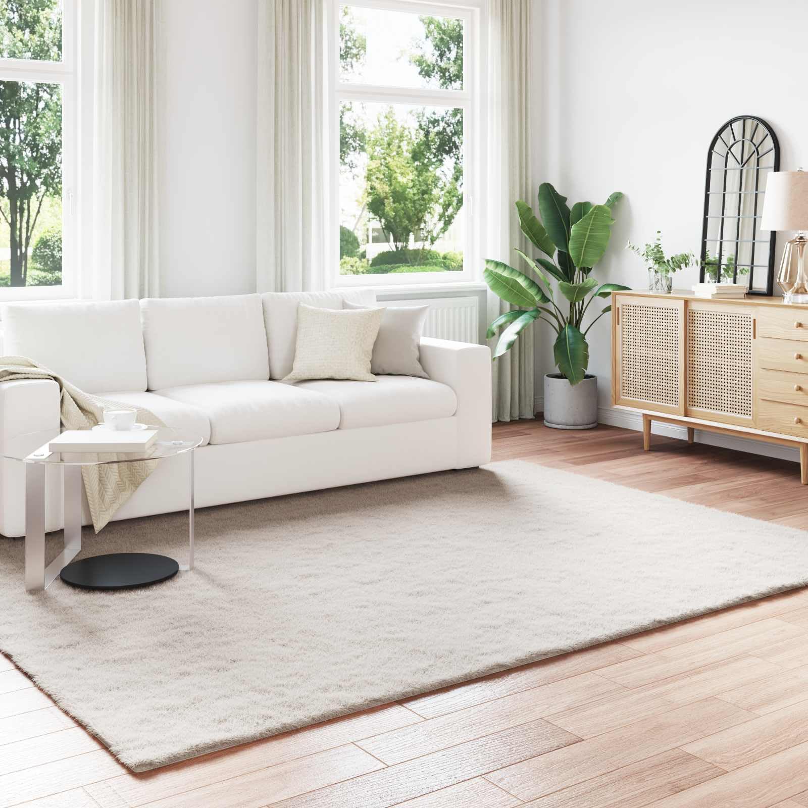 ZQQLVOO Faux Rabbit Fur Rug Olite Beige 200 x 280 cm Polyester Plush Modern Area Rug for Living Room Bedroom Winter Decor Cozy Floor Mat — image 1