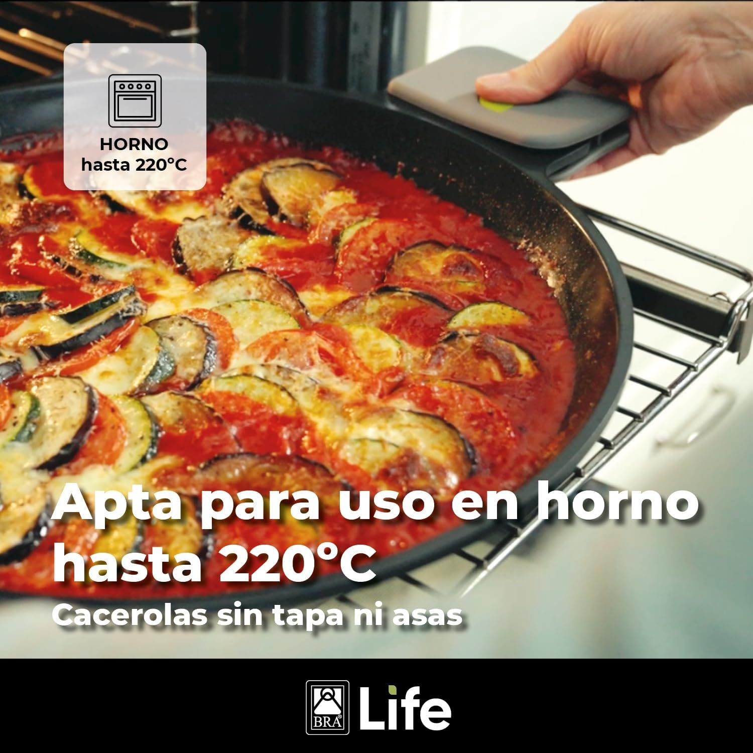 BRA LIFE – 9 Pieces of Cast Aluminium 100% Recycled, Non-Stick Reinforced Ceramic without PFOA without PTFE, Suitable for All Types of Cookers and Induction