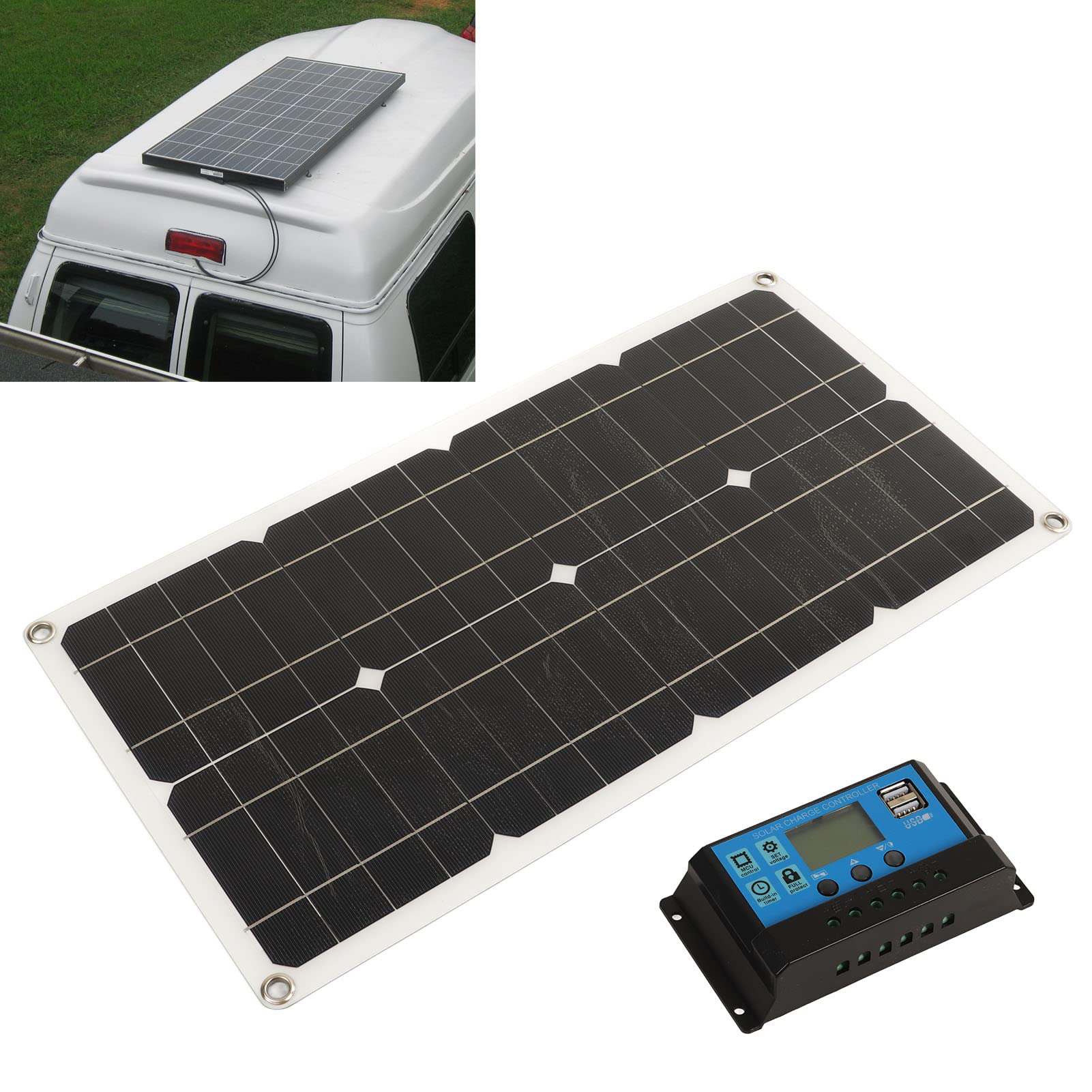 Produktbild von Feegow Solar Laderegler 12V/24V – PWM, IP65 Wasserdicht, Aluminiumgehäuse, Für Batterien, Überladungsschutz