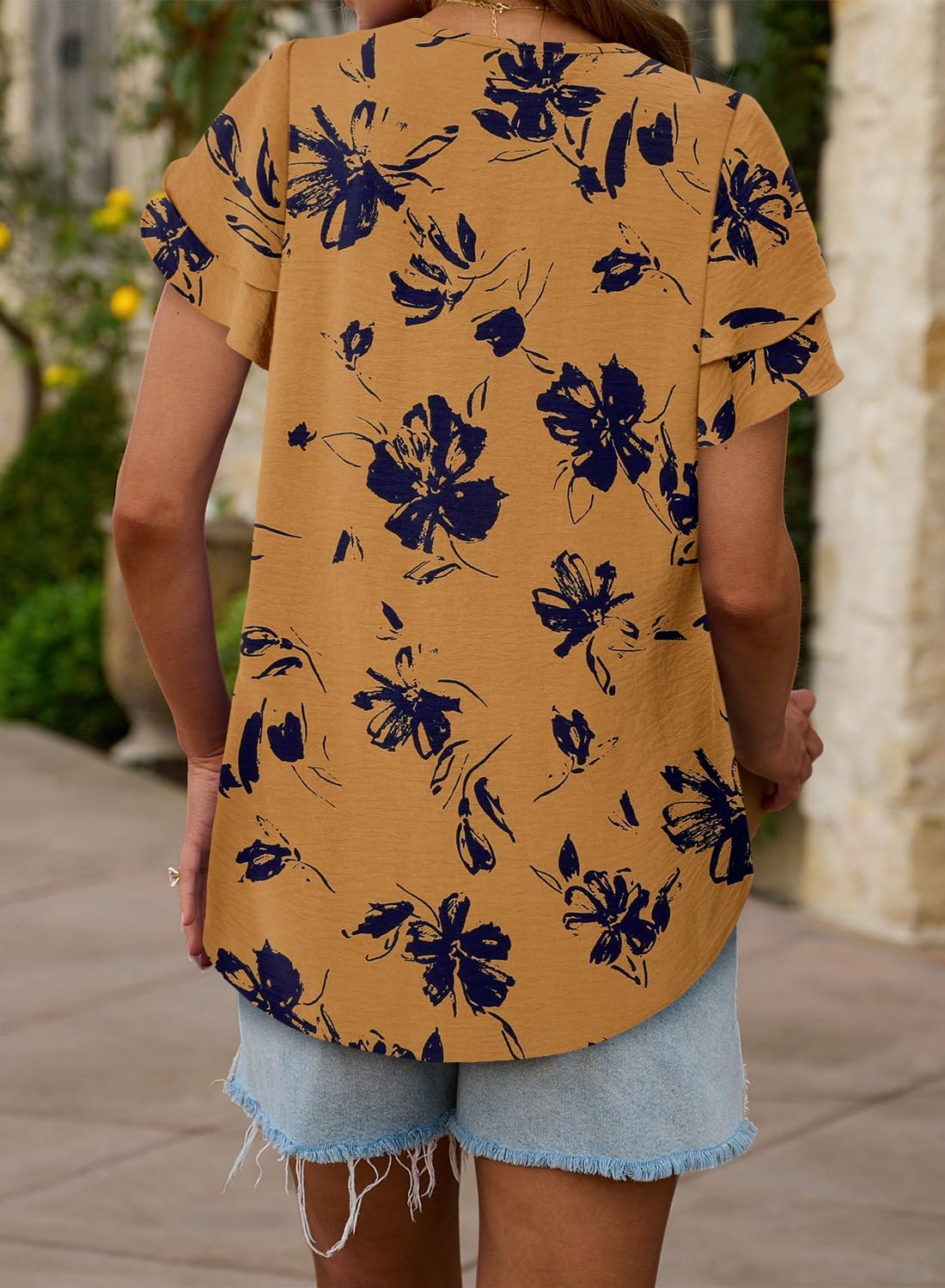 CRAZY GRID Women's Shirts Summer Casual Crewneck Short Sleeve Blouses Cute Floral Print Tunic Tops - Image 4