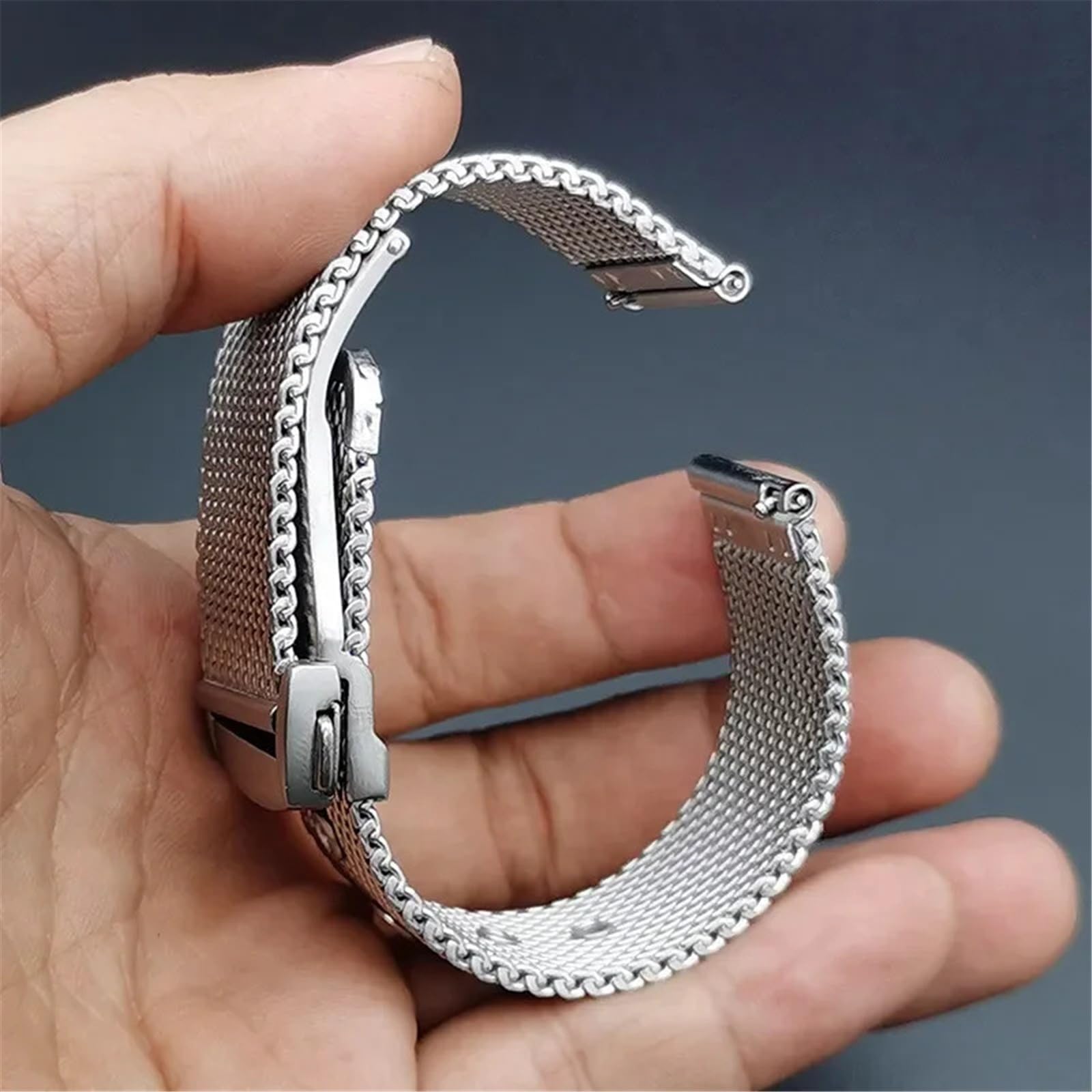 Correa de reloj de malla de acero inoxidable for hombre y mujer, correa de reloj de malla metálica Universal de 20mm y 22mm for cuarzo o reloj inteligente, correa de repuesto