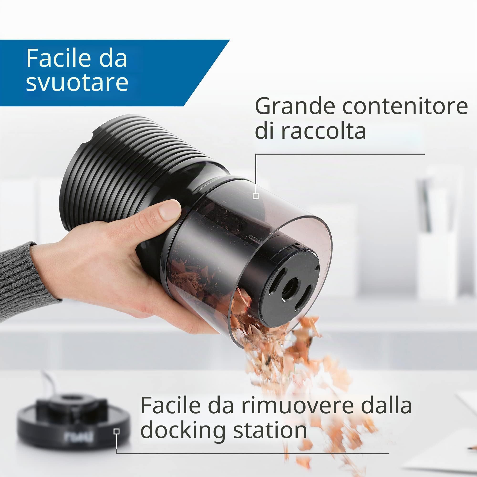 Dahle Affilatrice elettrica 210 (temperamatite per pin diametro 8 mm – 11 mm, a prova di bambino secondo gli standard GS), nero