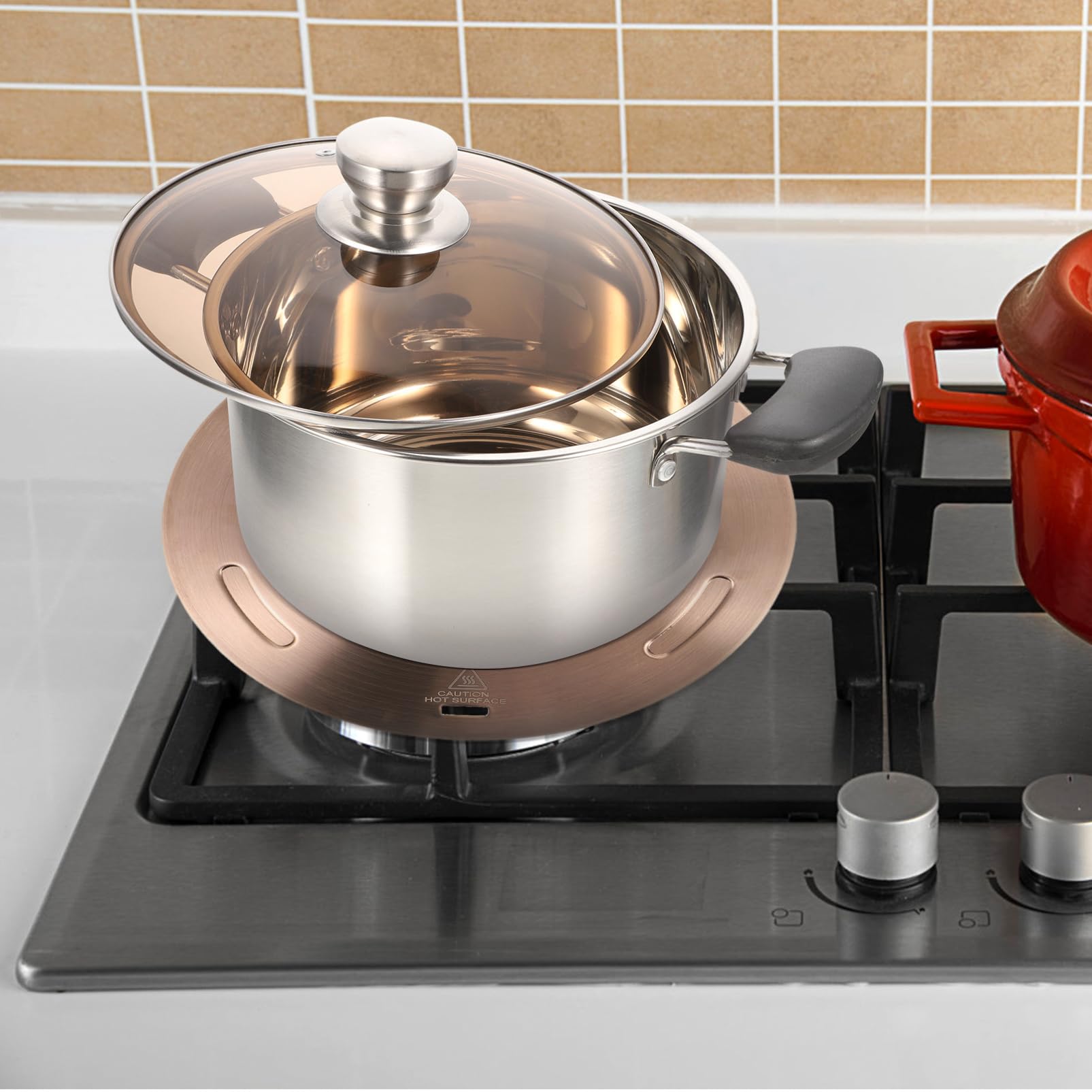 DECHOUS Diffusore di Calore per Piano Induzione, Piastra Adattatore in Acciaio Inox e Lega di Alluminio, per Cucina e Cottura Uniforme