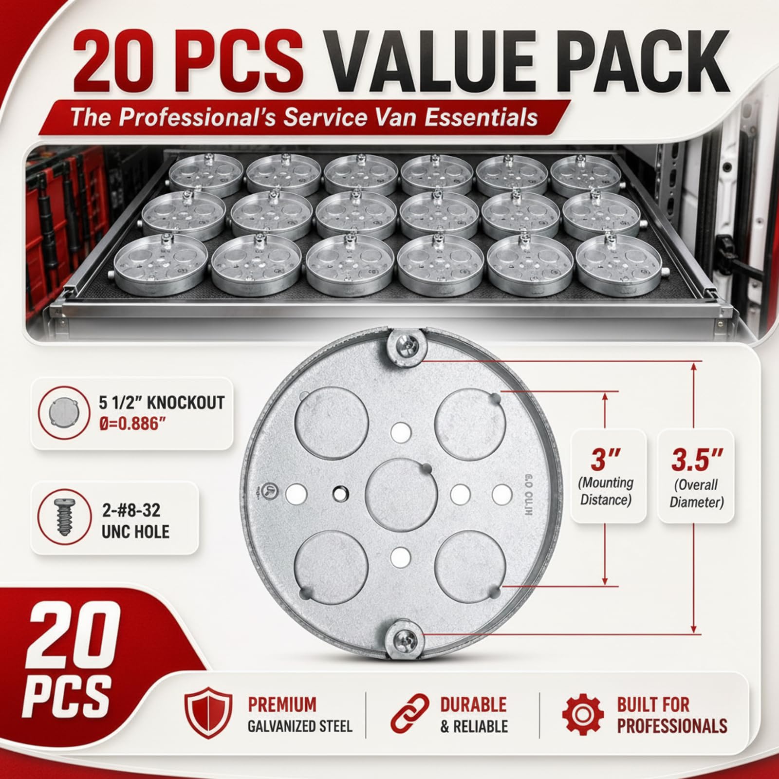 Electrical Boxes - 20 Pack 4" Round Shallow -4 Electrical Boxes - 20 Pack 4" Round Shallow -4