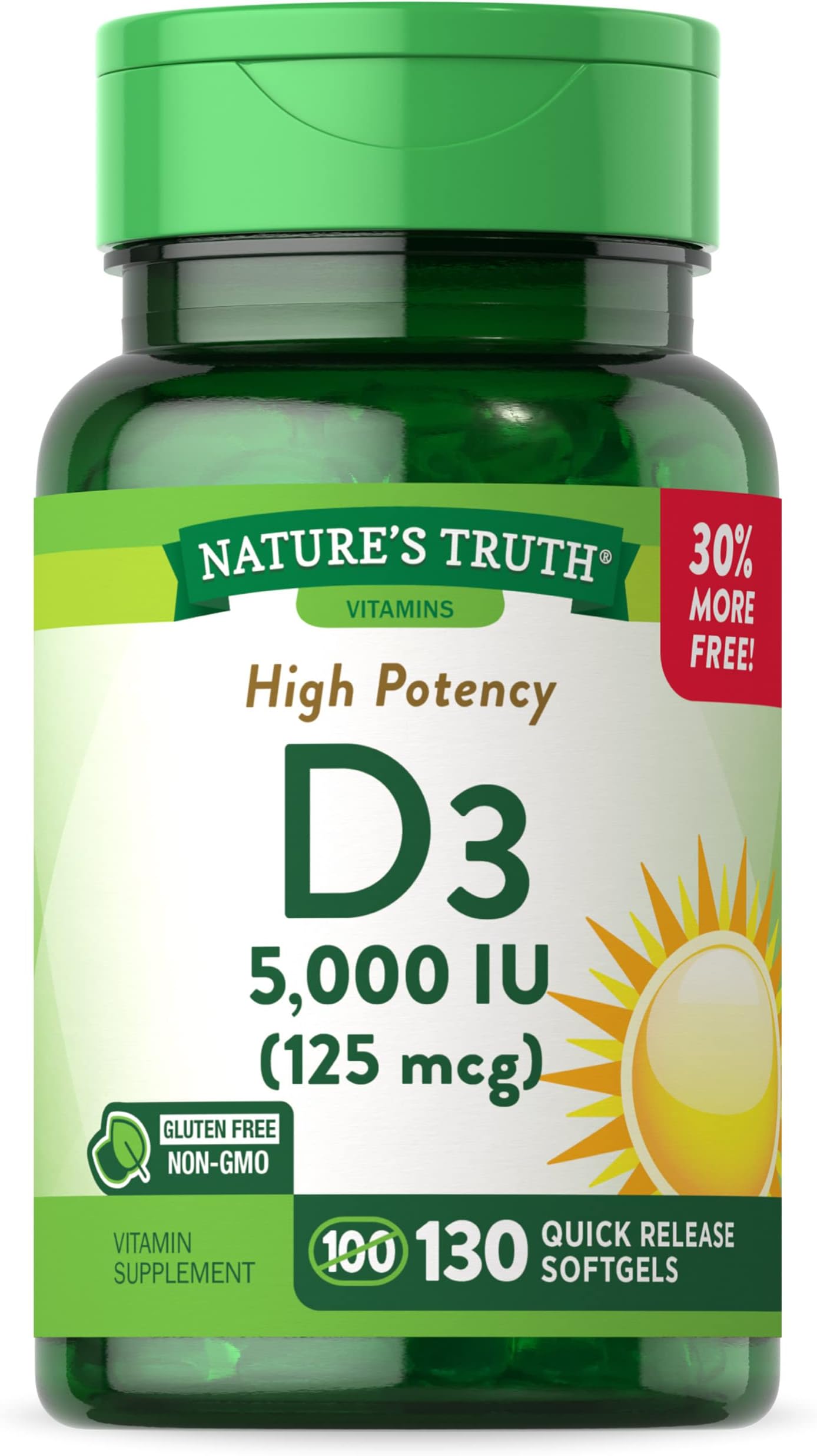 Nature's Bounty Vitamin D3 125 mcg5000 IU Softgels