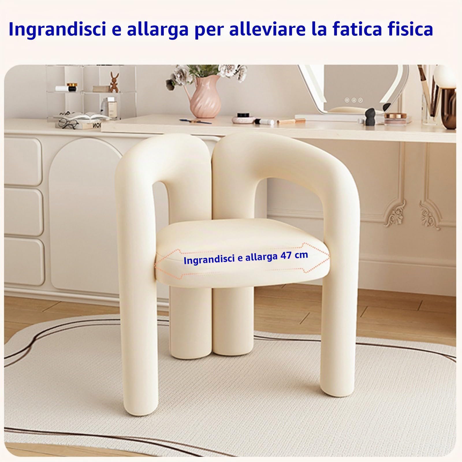 MAMAO Sgabello Speciale per Toeletta, Sgabello per Il Trucco in Stile Crema, Sedia da Camera per Ragazze, Sedia da Pranzo Moderna, Sedia da Soggiorno con Schienale Decorativo Yellow