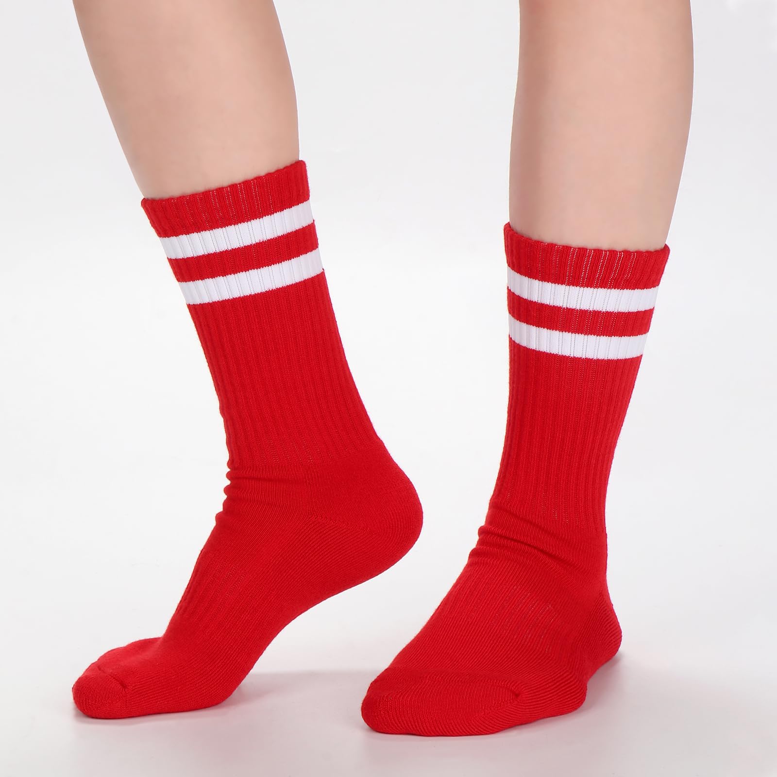 Geebuzz Lot de 5 paires de chaussettes rayées rembourrées en coton pour homme, femme, adolescent