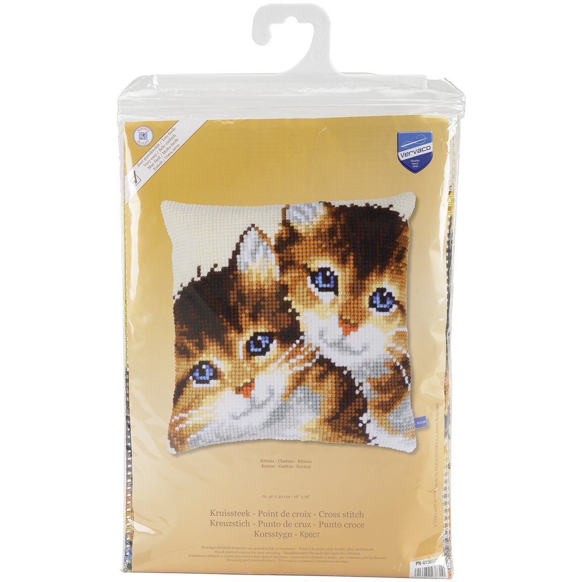 Vervaco Kittens Cross Stitch Cushion, Multi-Colour