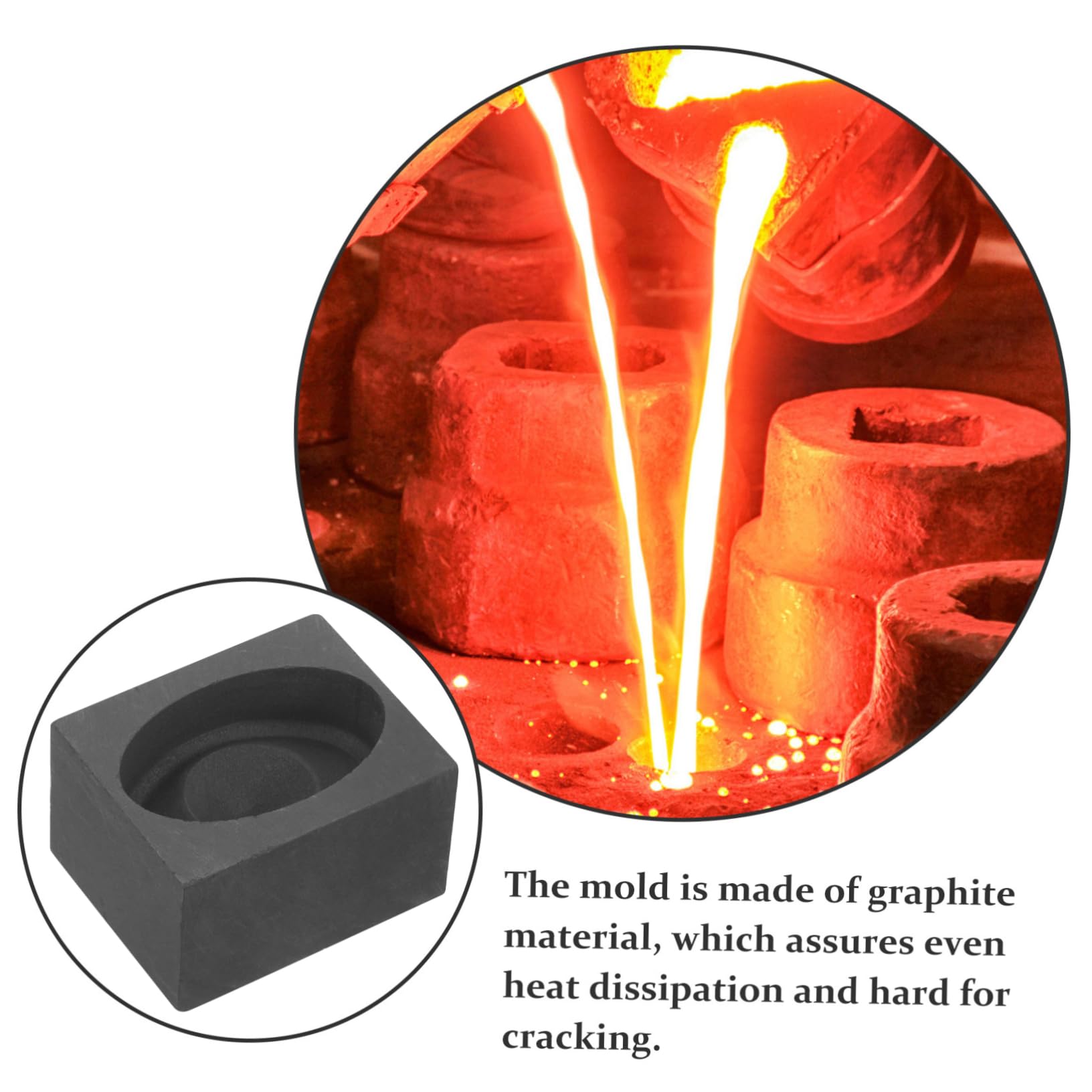 Operitacx 3stücke Gold Und Silber- -ingotschmelzform Herzförmige Grafitform Für Edelmetallguss Hohe Thermische Stabilität Für -experimente Und Metallverarbeitung