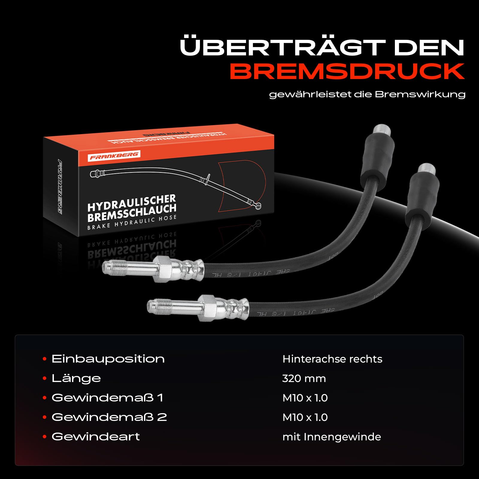 Frankberg 2 flexibles de frein arrière gauche droit 34301165190 | Compatible avec: Série 5 E39, Série 5 Touring E39