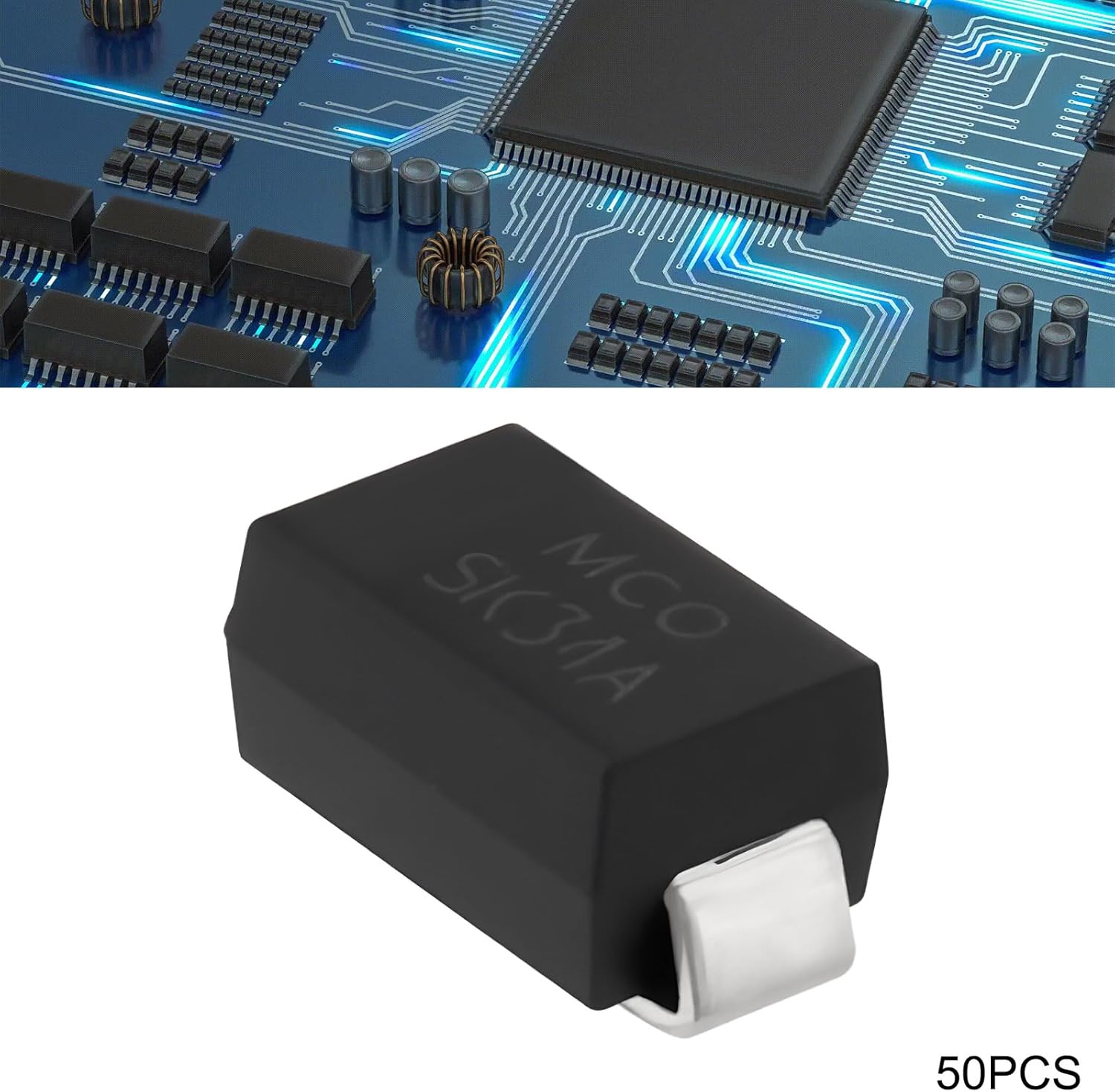 EMSea 50Pcs SK34 Schottky Diodes, 40V 3A SMA for Solar Panel Controller, PCB Circuit Board