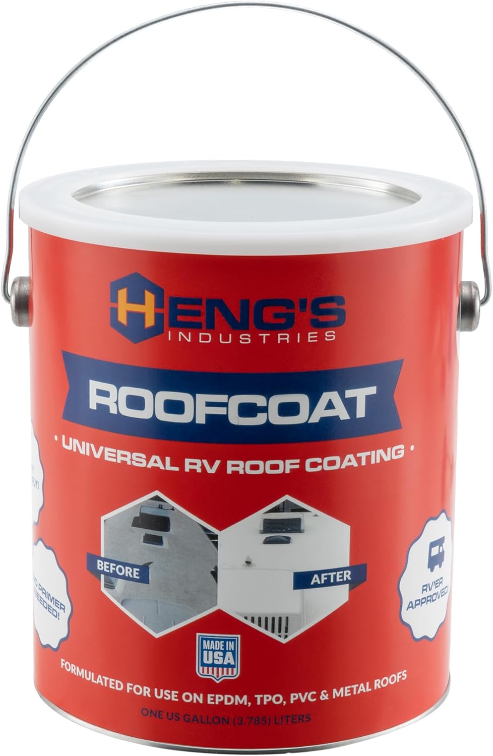 Tough Grade Factory RV Rubber Roof Coating | 1 Gallon, White | UV-Resistant, Heat Reflective, Waterproof Sealant | Flexible, Durable, Non-Toxic Protection for RV Roofs, Vents & Fixtures