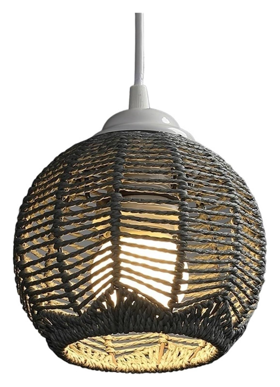 Lampshade， Woven Weave Chandelier Lampshade Light Cover Lamp Shades(Balck 1)