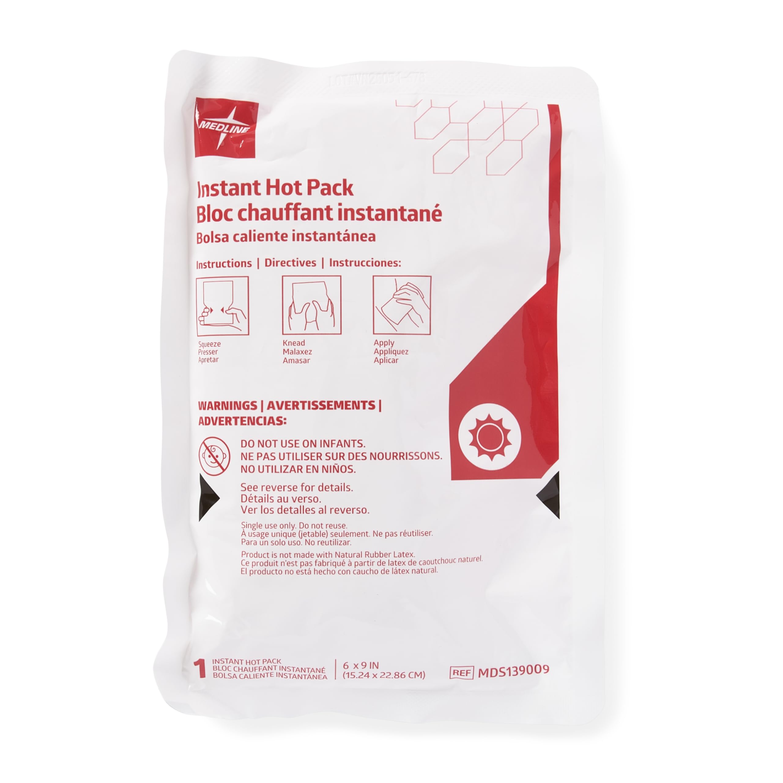 medline instant hot pack, 6 in. x 9 in., case of 24