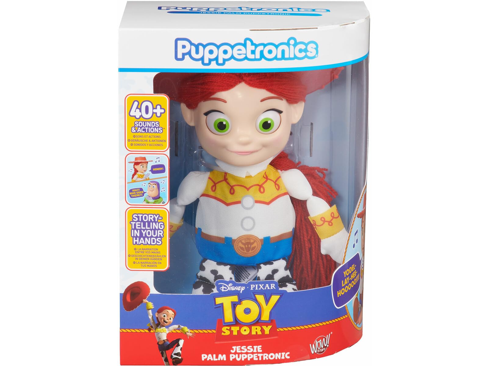 Puppetronic Disney Jessie Interaktywna animatroniczna lalka, głowa i usta z czujnikiem dotykowym, autentyczne dźwięki i technologia Chatty Tech, idealna do odtwarzania Toy Story, Famosa (REY00200)