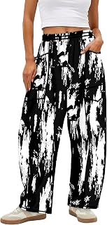 Magritta Wide Leg Pants for Women with Pockets Casual Fashion Sweatpants | Elastic Waist Breathable Fabric Losses Fit Cozy Stylish Barrel Cut Pull On Sweatpant