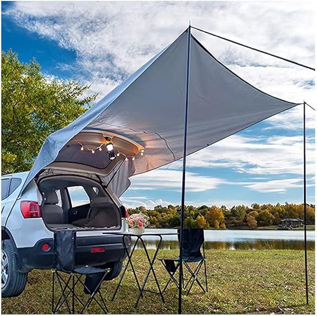 Canvas Car Side Awning Rooftop Pull Out Tent Shelter PU2000mm Shade SUV Outdoor Camping Travel Khaki ( Color : Silver grey )