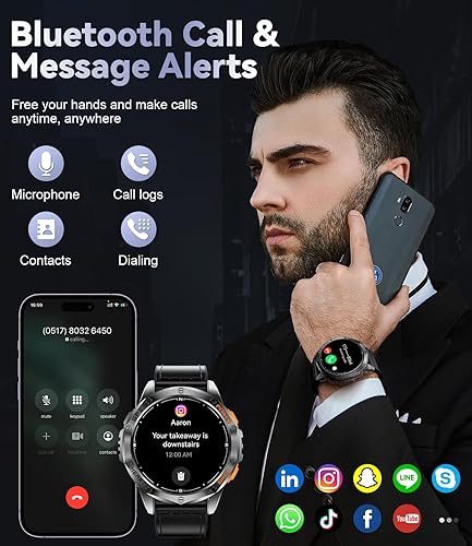 Miniatura 5 de LIGE Reloj inteligente militar con GPS para hombre, linterna LED, brújula, batería de 45 días, IP68, impermeable, 1.43 pulgadas, AMOLED, más de 100