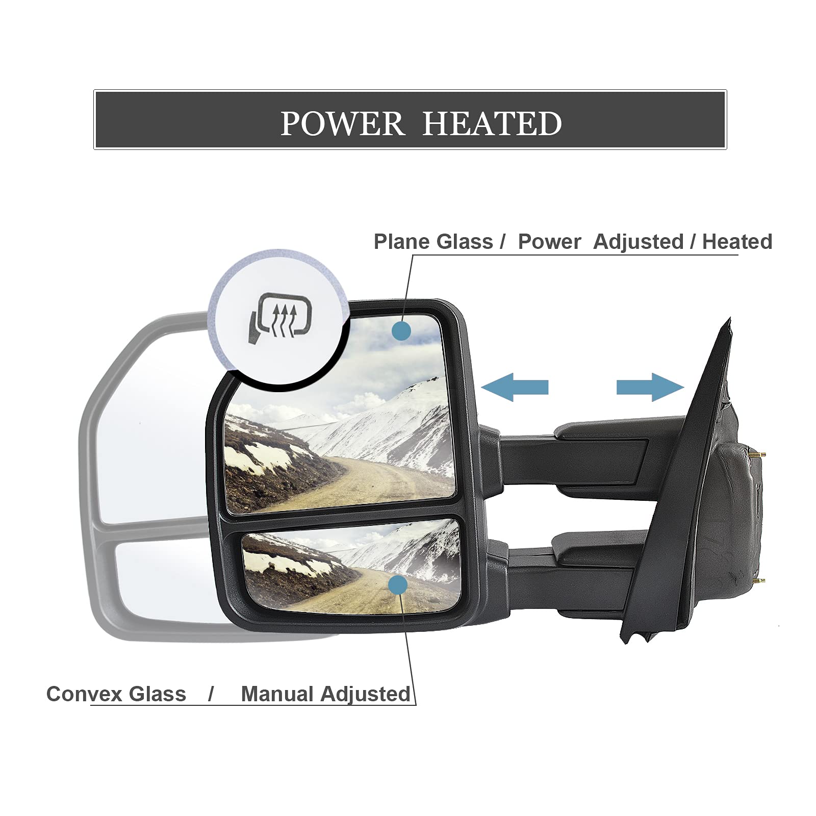 ReYee Towing Mirrors fit Ford F150 Pickup Truck 2015 2016 2017 2018