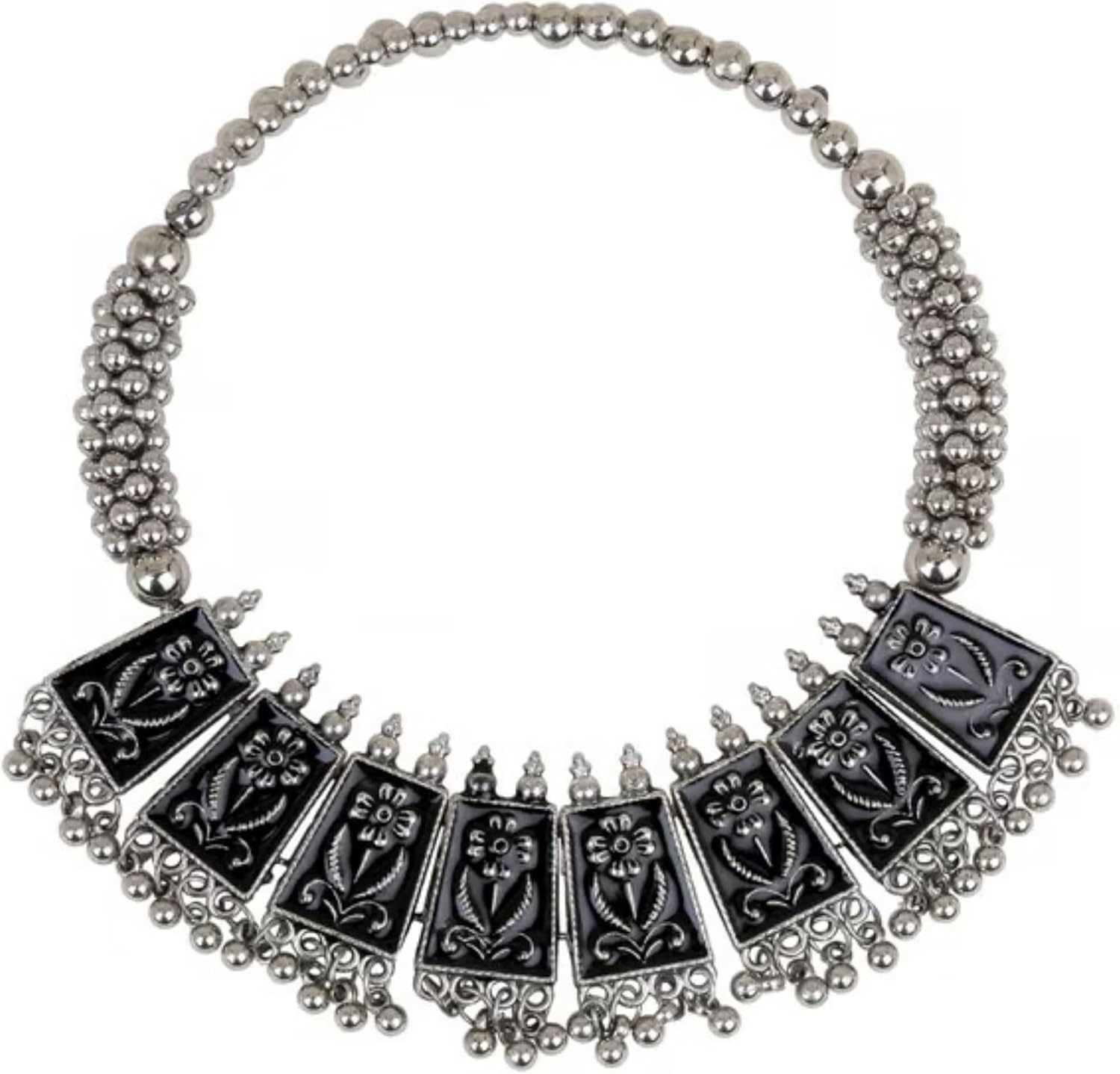 Indian Ethnic Fashion Handmade Bollywood Statement Oxidized Choker Necklace Earrings Set Jewelry