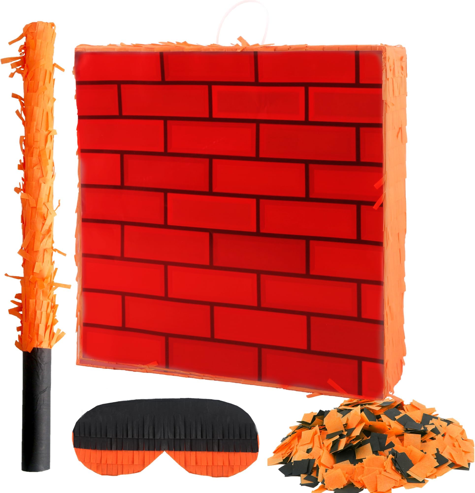 Video Game Brick Pinata Question Pinata Coin Bricks Box Pinata for Video Game Adventure Carnival Birthday Party Props Decor, 13.6 x 13.6 x 3 Inch (Red Brick Pinata)