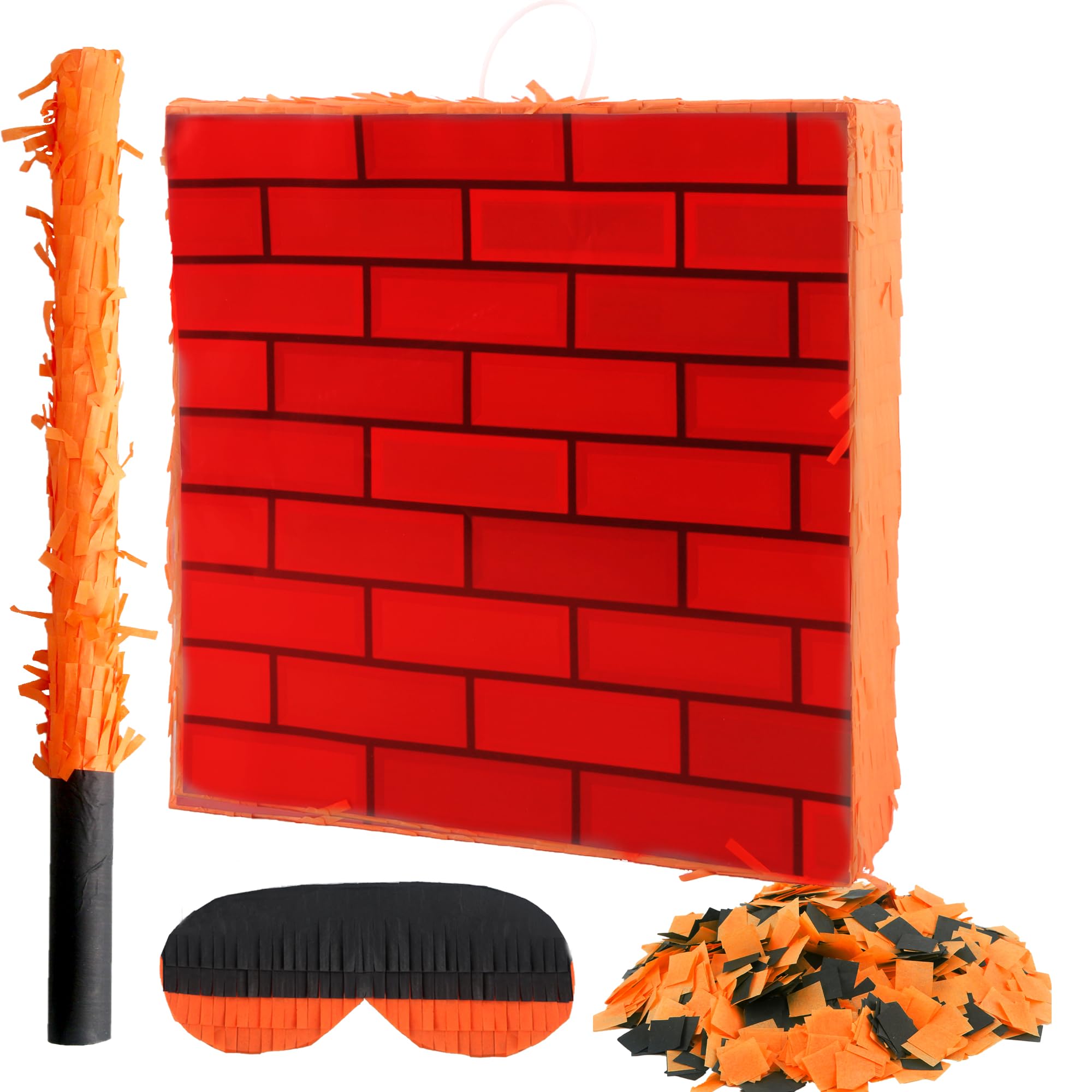 Video Game Brick Pinata Question Pinata Coin Bricks Box Pinata for Video Game Adventure Carnival Birthday Party Props Decor, 13.6 x 13.6 x 3 Inch (Red Brick Pinata)