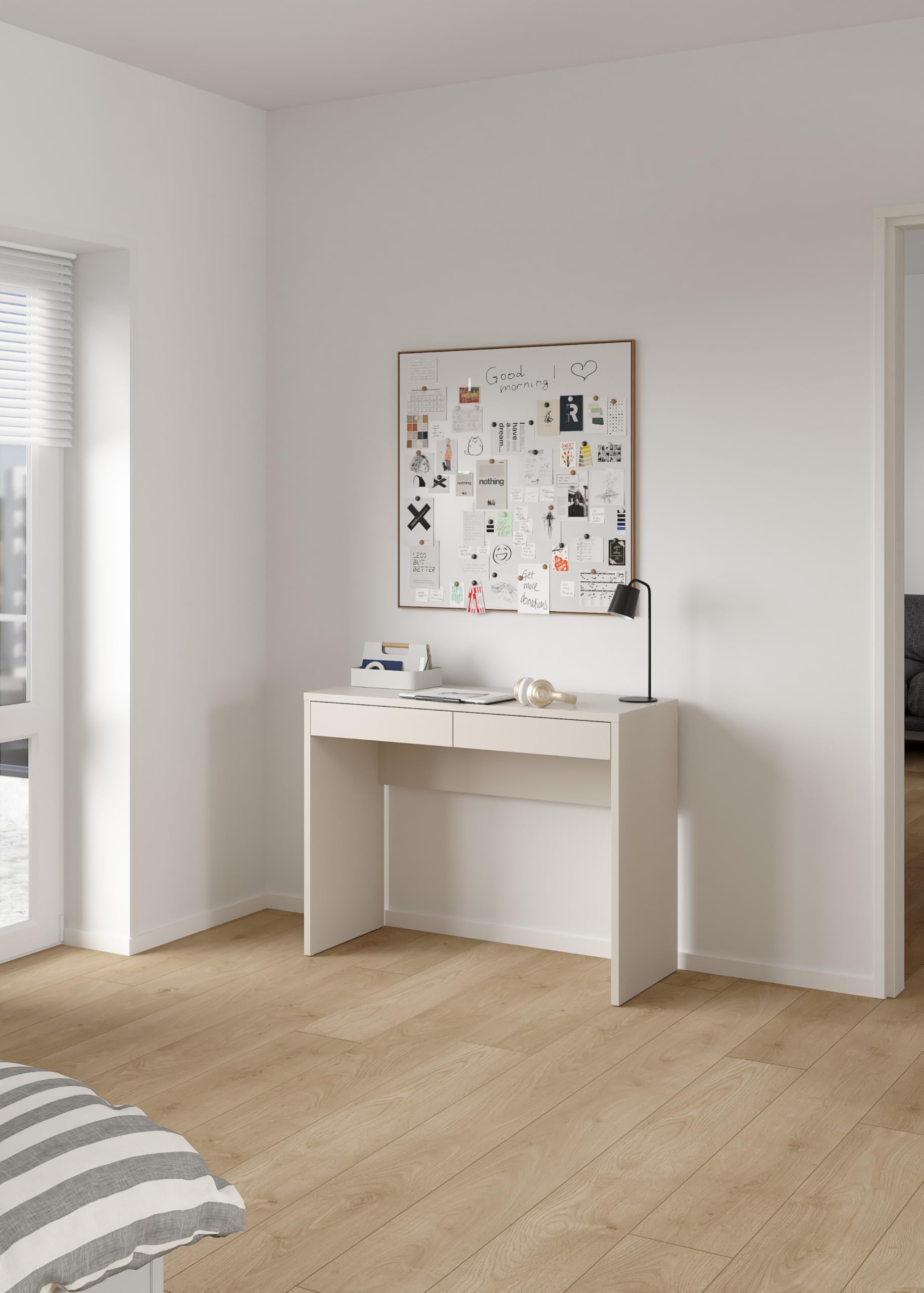 Tvilum Schreibtisch mit 2 Schubladen, 100,1 x 39,9 x 76,5 cm, Computertisch Beige, Bürotisch, Konsolentisch, Für Arbeitszimmer, Schlafzimmer, Wohnzimmer, Flur