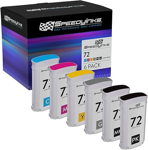 SPEEDYINKS Repuesto compatible para cartucho de tinta HP 72 de alto rendimiento (foto negra, cian, magenta, amarillo, gris, negro mate, paquete de